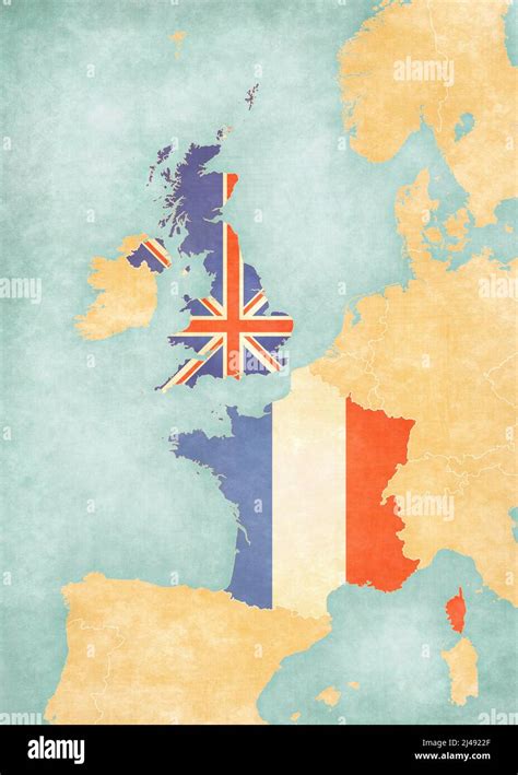 England france map hi-res stock photography and images - Alamy