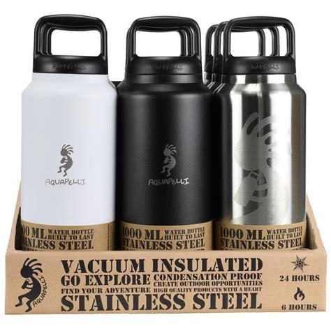 Aquapelli 2350608 1000 Ml Vacuum Insulated Water Bottle 16 Oz Case