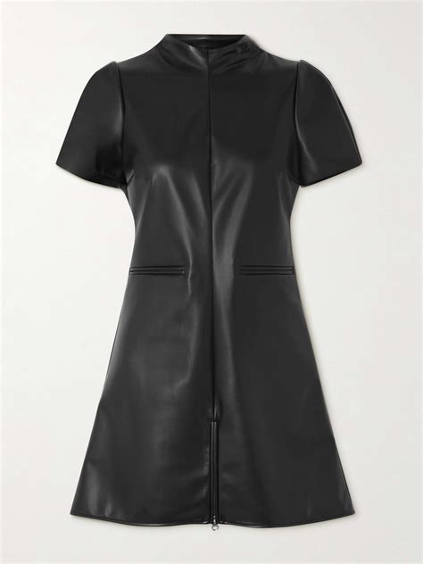 CourrÈges Zip Detailed Faux Leather Mini Dress Net A Porter