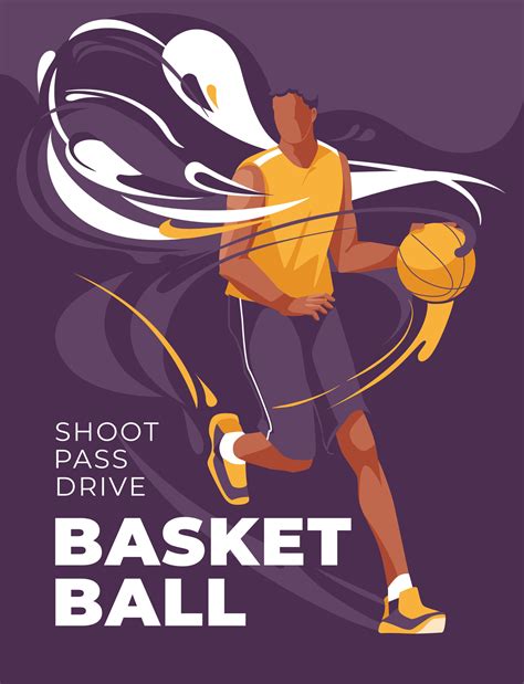 basketball poster design with athlete running and abstract splash ...