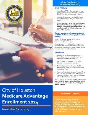 Fillable Online City Of Houston Medicare Advantage Enrollment 2024 Fax