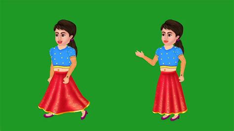 Cartoon Choti Ladki 3 Pose Green Screengreen Screen Cartoon