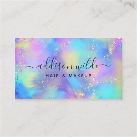 Holographic Sparkle Opal Iridescent Business Card Beauty Business Cards ...