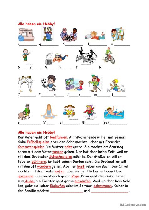 Alle Haben Ein Hobby Deutsch Daf Arbeitsbl Tter Pdf Doc