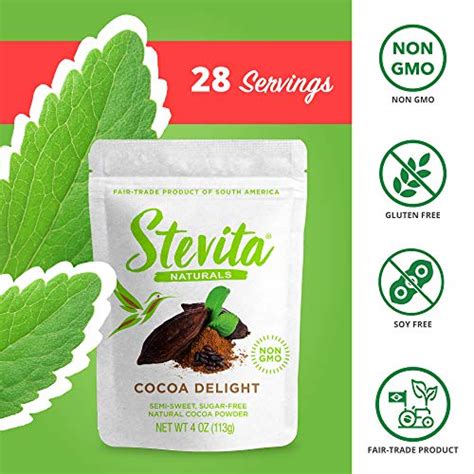 Stevita Cocoa Delight 4 Oz Pouch Natural Cocoa Powder With Stevia