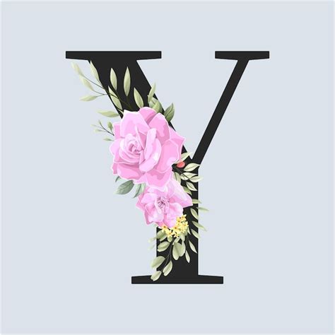 Alfabeto Floral Letras Y Con Flores Y Hojas Rosas Vector Premium