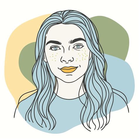 Un Dibujo De Una Chica Con Pecas En La Cara Vector Premium Generado