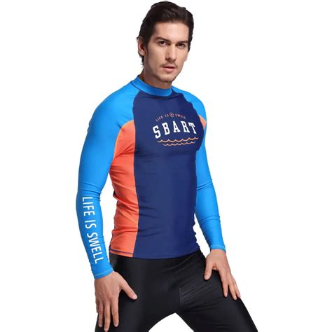 Sbart Mens Rash Guard Long Sleeves Swimwear Surf Clothing Diving Suits