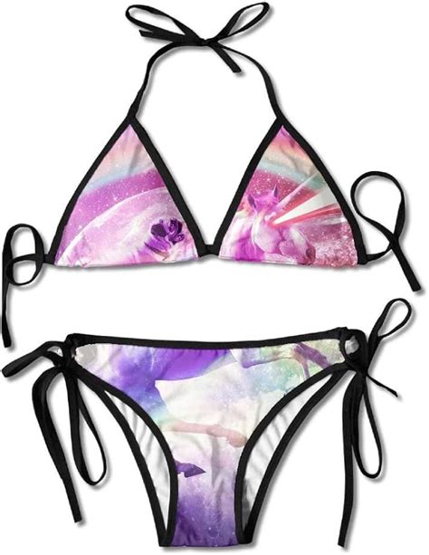 Rainbow Galaxy Unicorn Bikini Women S Summer Swimwear Triangle Top