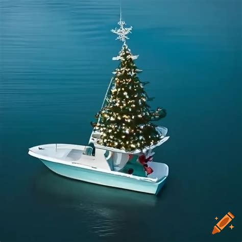 Sportfishing Boat With A Christmas Tree On Craiyon