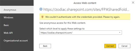 Unable To Connect Sharepoint File With Power Bi De Microsoft