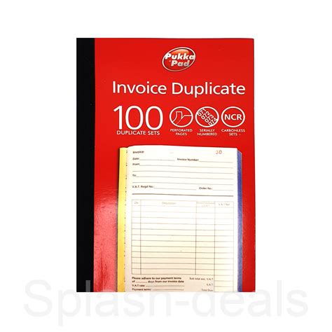 Pukka Duplicate Invoice Book 210 X 130 Mm VAT NCR Carbonless Pad