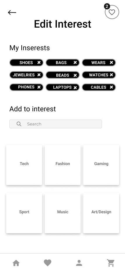 Mobile shopping app wireframe on Behance