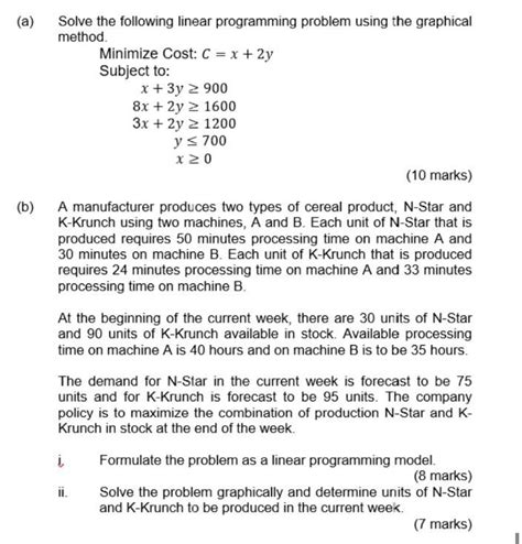 Solved A Solve The Following Linear Programming Problem