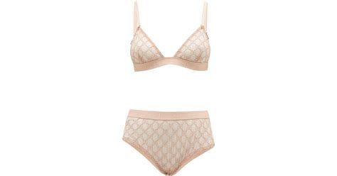 Gucci Gg Embroidered Lingerie Set In Pink Lyst Canada