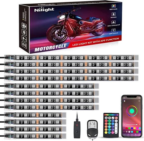 Amazon Nilight Pcs Motorcycle Rgb Led Light Kit Waterproof Multi