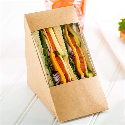 50 Pcs Sandwich Wedge Box Kraft Paper Sandwich Take Out