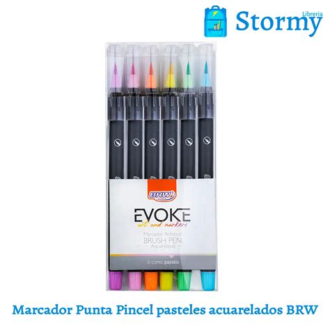 Marcador Punta Pincel Colores Pasteles Acuarelados BRW Libreria Stormy