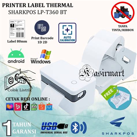 Jual Sharkpos LPT360 Printer Barcode Label Thermal Resi USB Bluetooth