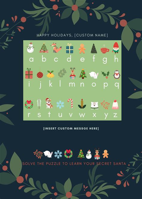Custom Secret Santa Name Reveal Word Puzzle Card - Etsy