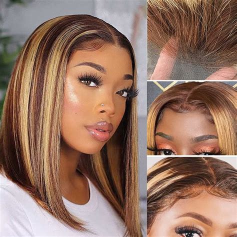 Ombre P4 27 Bob Wig 10 Human Hair 4x1 Lace Frontal Brazilian Virgin