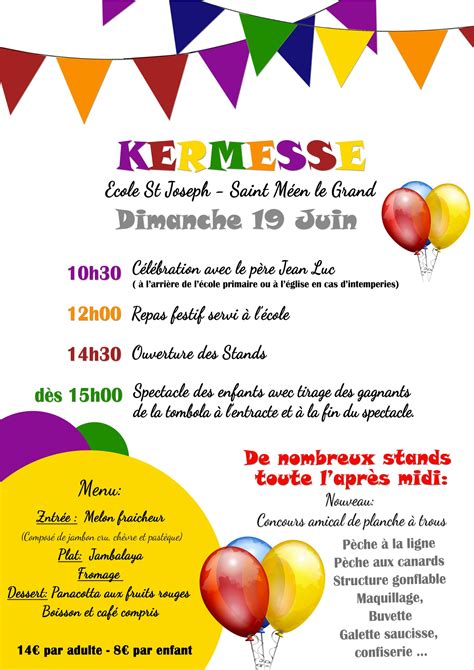 Grand Retour De La Kermesse Cole St Joseph Saint M En Le Grand