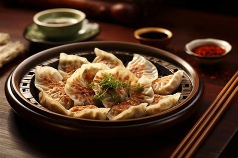 Premium AI Image | Dumpling_Magic_Crispy_Gyoza_Flavorful_Filling