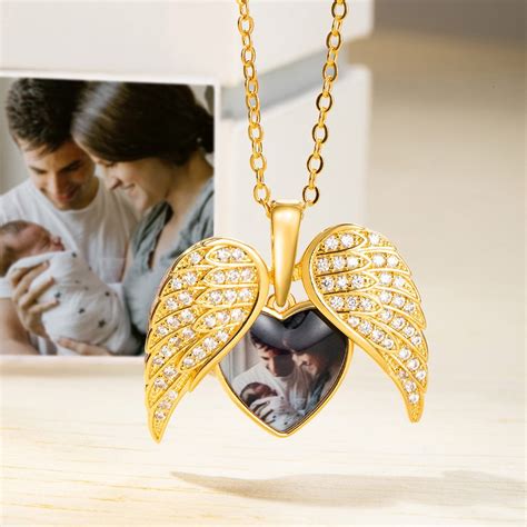 Collier Aile D Ange Avec Photo Personnalis E Collier Avec Pendentif En