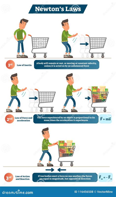 Newton`s Laws with Creative Example, Physics Science Vector ...