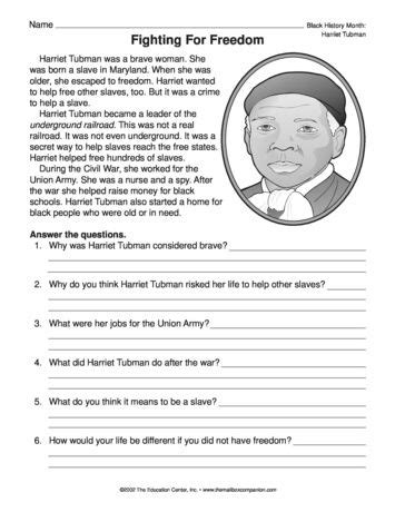 Harriet Tubman Worksheet 2nd Grade