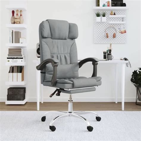 349741 VidaXL Fauteuil De Massage Inclinable De Bureau Gris Clair Tissu