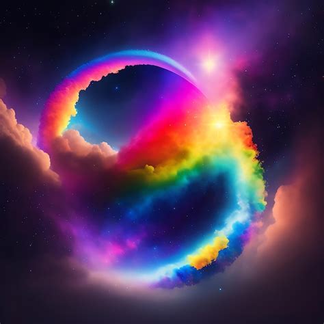 Premium Ai Image Colorful Rainbow Space Galaxy Cloud Nebula Stary