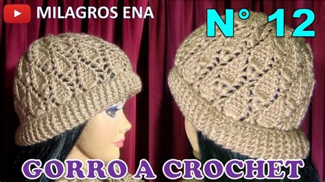 Como tejer el Gorro N 12 a crochet en punto HOJITAS para bebes niñas