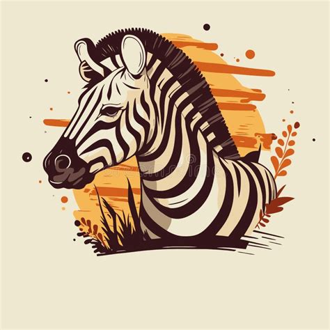 Zebra Animal Character Logo Mascot In Cartoon Flat Color Illustration