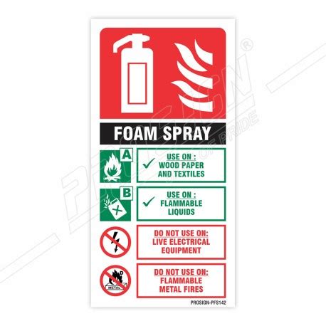 Use Of Foam Spray Fire Extinguisher Sign Protector FireSafety