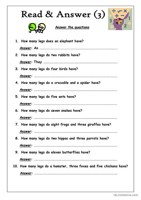 Read Answer Answer Th English Esl Worksheets Pdf Doc