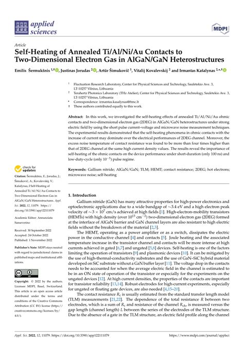 PDF Self Heating Of Annealed Ti Al Ni Au Contacts To Two Dimensional