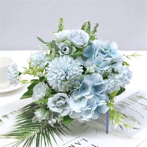 RA10185 1 Bleu Rose Bouquet D Hortensias Artificielles Multicolores 1