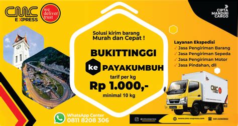 Ekspedisi Bukittinggi Payakumbuh Murah Tarif 1 000 Per Kg Min 10 Kg