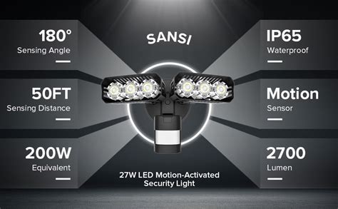 Sansi Led Outdoor Motion Activated Security Lights W W Equiv