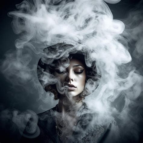 Premium Ai Image A Woman With A Smokey Face And A Smoke Coming Out Of