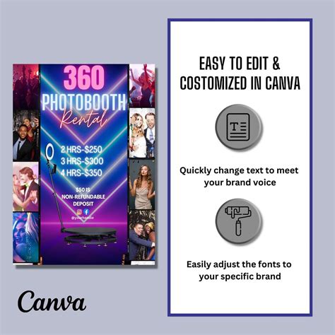 360 Photo Booth 360 Photo Booth Flyer Party Flyer Event Flyer Social Media Flyer Canva