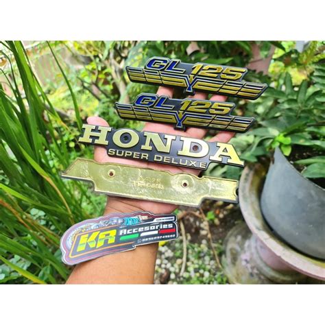 Jual Emblem Tangki GL 100 Kuningan Import Set Emblem Box Aki Shopee