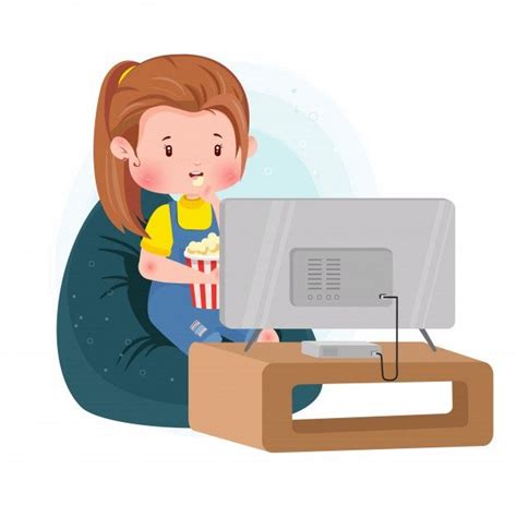 Lindo personaje viendo televisión y comi... | Premium Vector #Freepik # ...