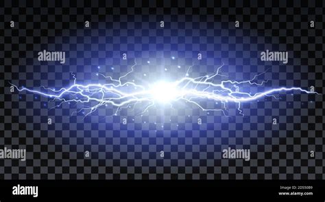 Lightning Strikes And Sparks Electrical Energy On Transparent