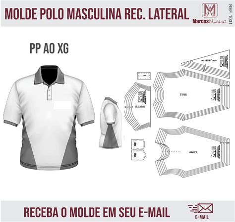 Molde Modelagem Polo Masculina Recorte Lateral Elo