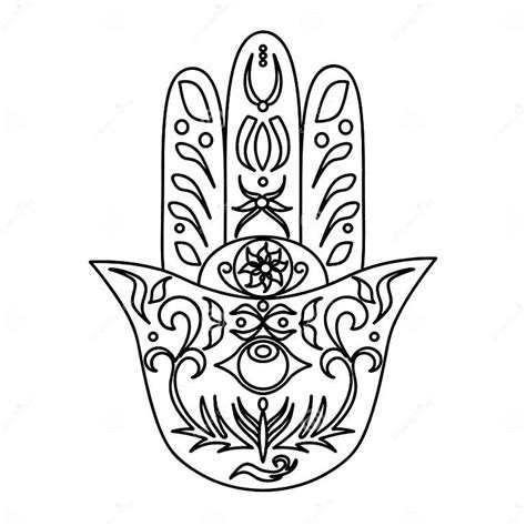 Elegant Ornate Hand Drawn Hamsa Hand Of Fatima Stock Vector