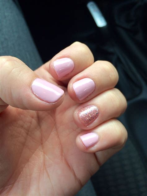 Shellac Pale Pink With Sparkle Accent Nail Nails Manicure Wedding Nails