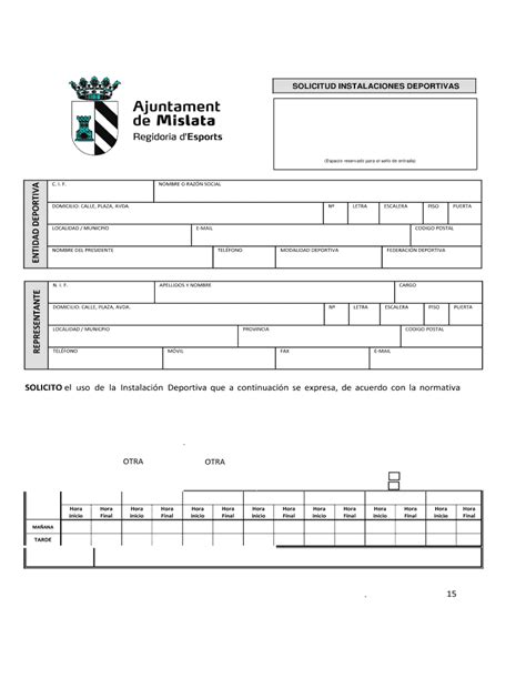 Completable En L Nea Mislata Solicitud De Reserva De Las Instalaciones