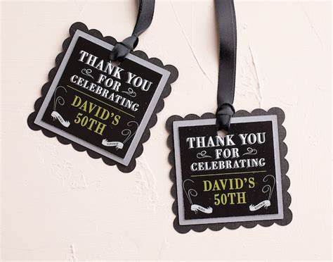 Vintage Dude Adult Birthday Favor Tags Cheers To 50 Years Etsy